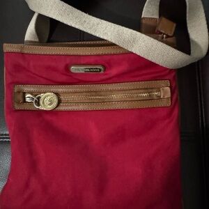 Michael Kors Red Crossbody Bag with Tan Accents